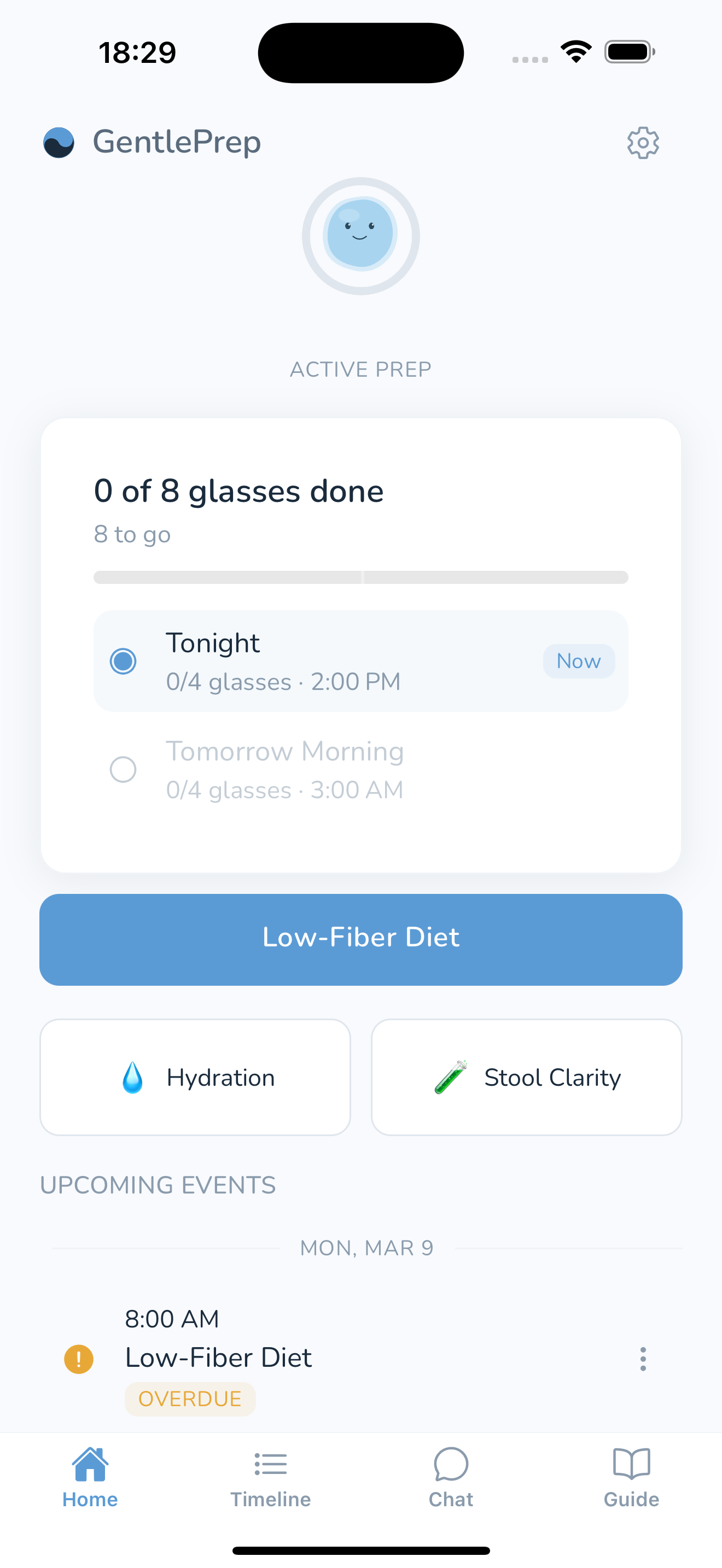 GentlePrep Home Dashboard